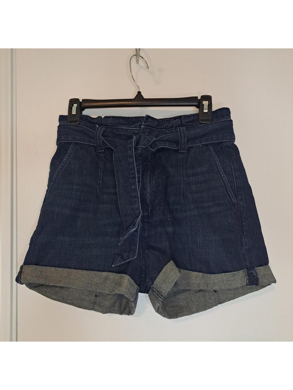 Express Blue Dark Wash Belted Denim Shorts Ultra High Waist Women’s Size 2